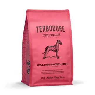 Terbodore Italian Hazelnut flavoured coffee beans 250g bag full roasted hazelnut flavour subtle buttery notes freshly roasted South Africa